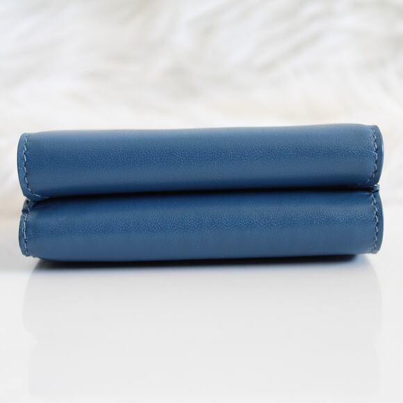 Balenciaga Blue & White Leather Logo Everyday Trifold Mini Compact Wallet - Picture 6 of 13